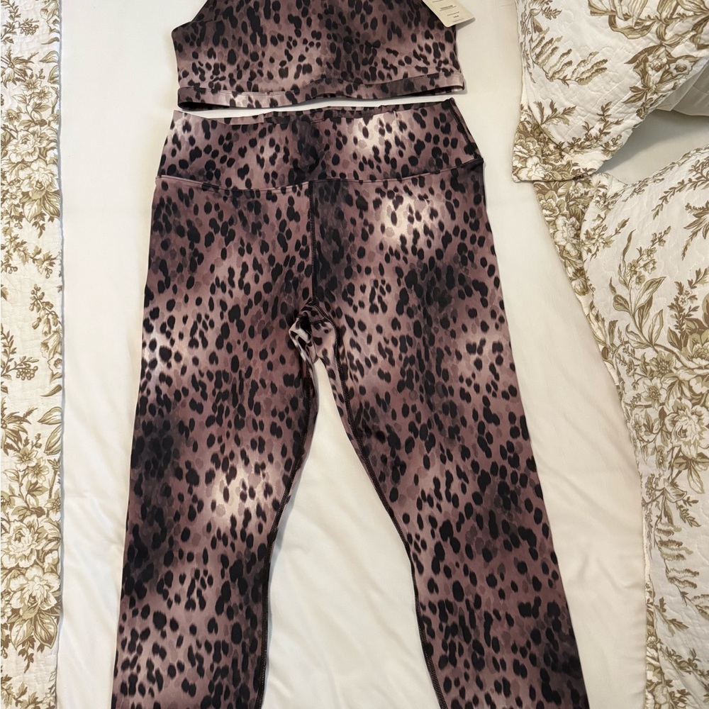 Fabletics Leopard Print Leggings - Black and Brown
